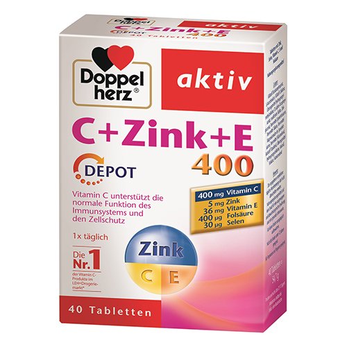 Doppelherz aktiv C+Zinc+Selen+E, Depot tabletės N40 | Mano Vaistinė