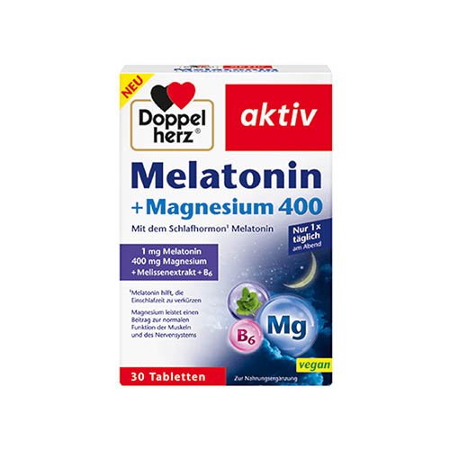 Doppelherz Aktiv Melatonin + Magnesium 400 tabletės N30 | Mano Vaistinė