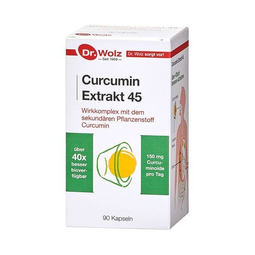 Maisto papildas virškinimui su kurkuminu Dr.Wolz Curcumin Extract 45 kapsulės N90 | Mano Vaistinė