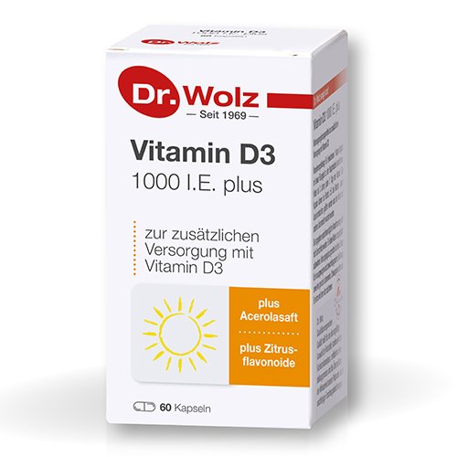 Dr.Wolz Vitamin D3 1000 I.E.plus kapsulės N60 | Mano Vaistinė