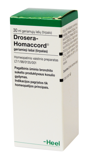Homeopatinis vaistas Drosera-Homaccord geriamieji lašai nuo kosulio, 30 ml | Mano Vaistinė