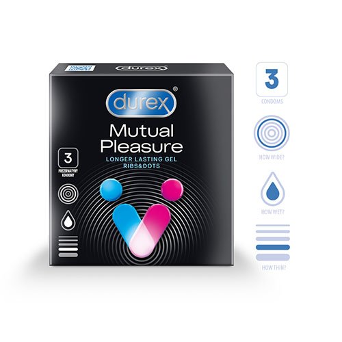 Prezervatyvai Durex prezervatyvai Mutual Pleasure, 3 vnt. | Mano Vaistinė