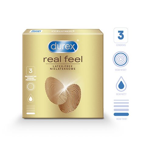 Prezervatyvai Durex prezervatyvai Real Feel N3 | Mano Vaistinė