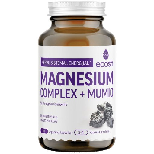 Energijai, nervų sistemai, imunitetui Nervų sistemai ECOSH MAGNESIUM COMPLEX + MUMIO, 90 kaps. | Mano Vaistinė
