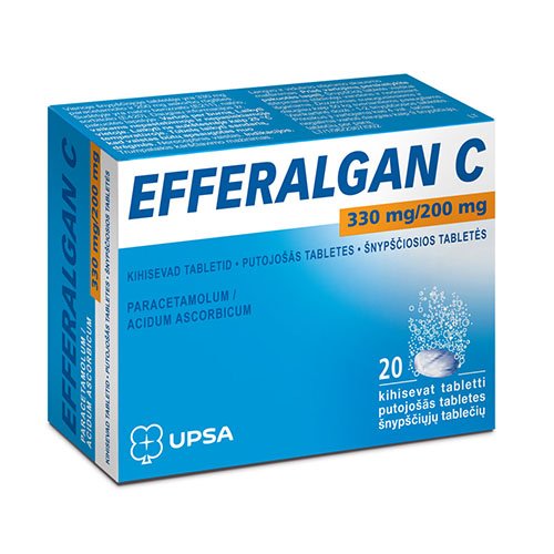 EFFERALGAN C 330 mg/200 mg šnypščiosios tabletės N20 | Mano Vaistinė