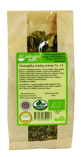 Arbatos ir vaistažolės Ekologiška žolelių arbata Nr.13, 40 g | Mano Vaistinė