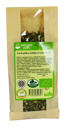 Arbatos ir vaistažolės Ekologiška žolelių arbata Nr. 25 (ramybei), 40 g | Mano Vaistinė