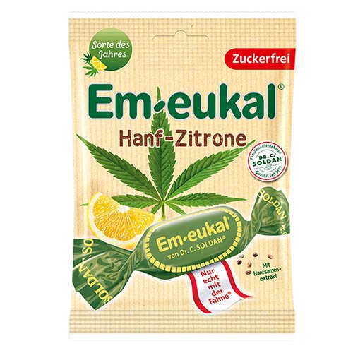 Citrinų ir kanapių skonio pastilės su vitaminu C ir saldikliu EM-EUKAL, 75 g | Mano Vaistinė