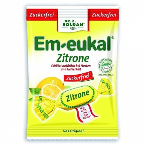 Citrinų skonio pastilės su vitaminu C ir saldikliais EM-EUKAL, 75 g | Mano Vaistinė