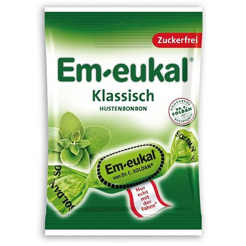 Klasikinio skonio pastilės su eukaliptu ir saldikliu EM-EUKAL, 75 g | Mano Vaistinė