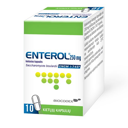Viduriavimą mažinantis vaistas Enterol 250 mg kapsulės, N10 | Mano Vaistinė
