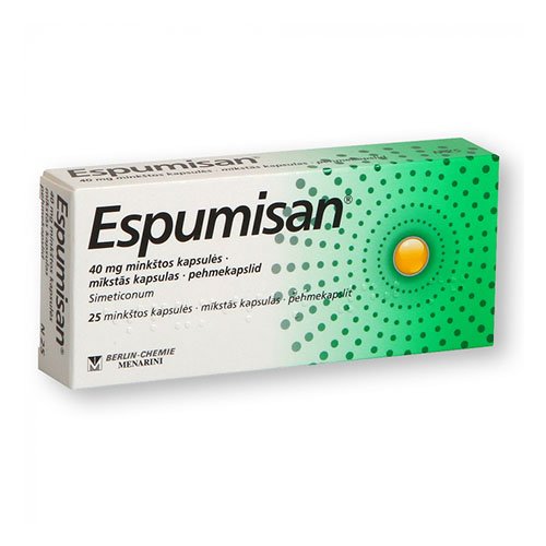 Vaistas spazmams sumažinti Espumisan 40 mg kapsulės, N25 | Mano Vaistinė