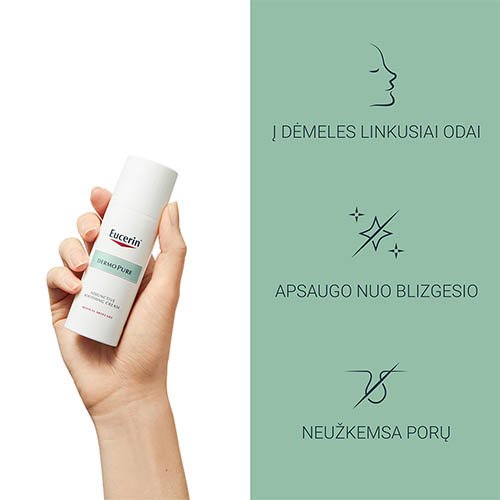 EUCERIN DERMOPURE matinį efektą suteikiantis fluidas į aknę linkusiai odai 50ml  | Mano Vaistinė