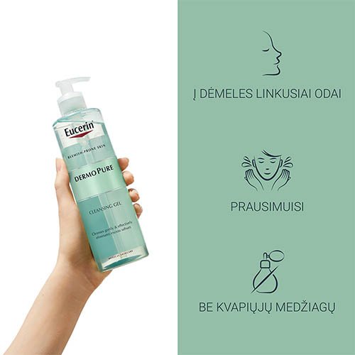 EUCERIN DermoPure prausimosi gelis į aknę linkusiai odai, 400 ml | Mano Vaistinė