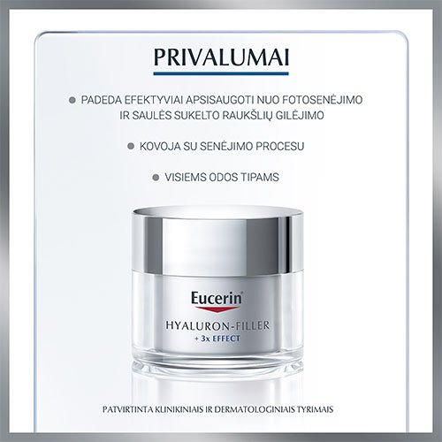 Su SPF Dieninis kremas EUCERIN HYALURON-FILLER, SPF 30, 50 ml | Mano Vaistinė