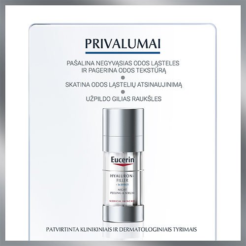 Naktinis šveitiklis ir serumas EUCERIN HYALURON-FILLER, 30 ml | Mano Vaistinė