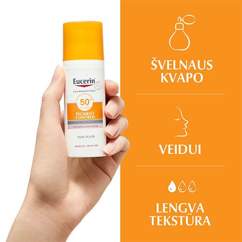 Apsauga nuo saulės EUCERIN Sun Pigment Control fluidas nuo saulės ir hiperpigmentacijos SPF50+ 50ml | Mano Vaistinė