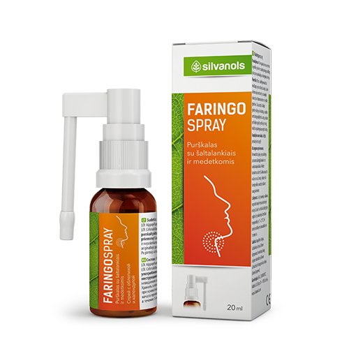 Preparatas nuo gerklės skausmo Faringospray purškalas gerklei, 20 ml | Mano Vaistinė