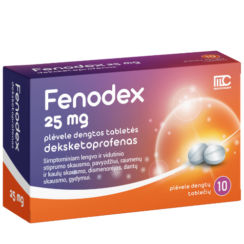 Lengvo ir vidutinio stiprumo skausmą malšinantis vaistas FENODEX 25 mg, 10 tabl. | Mano Vaistinė Lengvo ir vidutinio stiprumo skausmą malšinantis vaistas FENODEX 25 mg, 10 tabl. | Mano Vaistinė