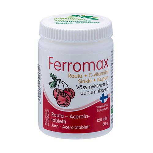 Geležies maisto papildas su vitaminais Ferromax tabletės, N120 | Mano Vaistinė