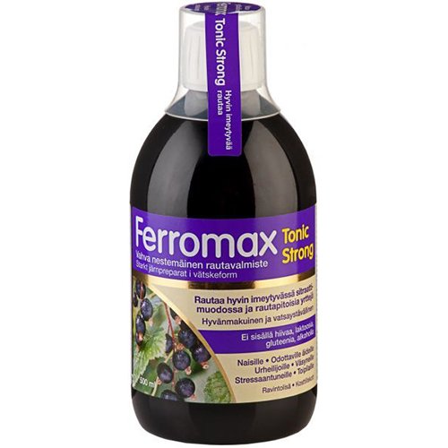 Geležies preparatas, maisto papildas Ferromax Tonic Strong skysčio pavidalo geležis, 500 ml | Mano Vaistinė