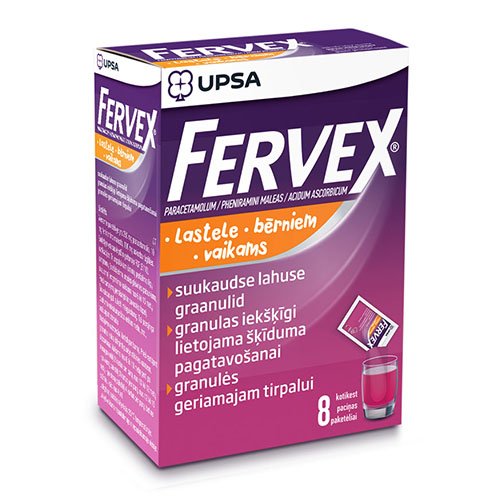 Fervex granulės geriamajam tirpalui vaikams N8 | Mano Vaistinė