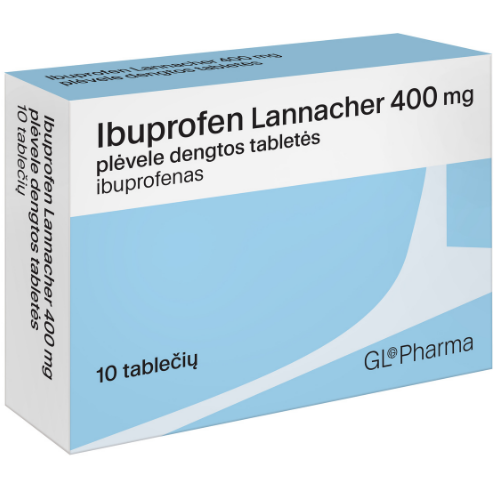 Trumpalaikiam silpnam ar vidutiniam skausmui (mėnesinių, galvos, dantų, raumenų, sąnarių ir pan.) Skausmui malšinti IBUPROFEN LANNACHER 400 mg, 10 plėvele dengtų tablečių | Mano Vaistinė Trumpalaikiam silpnam ar vidutiniam skausmui (mėnesinių, galvos, dantų, raumenų, sąnarių ir pan.) Skausmui malšinti IBUPROFEN LANNACHER 400 mg, 10 plėvele dengtų tablečių | Mano Vaistinė