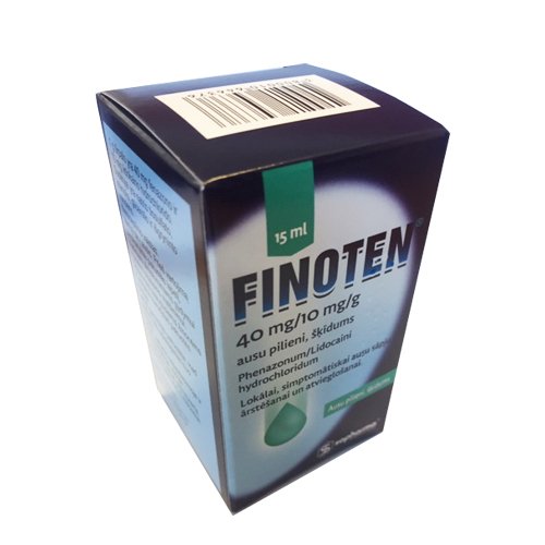 Finoten 40mg/10mg/g ausų lašai (tirpalas) 15ml N1 | Mano Vaistinė