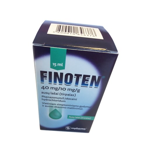 Finoten 40mg/10mg/g ausų lašai (tirpalas) 15ml N1 | Mano Vaistinė