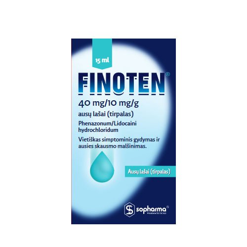 Finoten 40mg/10mg/g ausų lašai (tirpalas) 15ml N1 | Mano Vaistinė