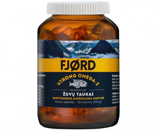 FJORD STRONG OMEGA - 3 žuvų taukai kapsulės N80 | Mano Vaistinė