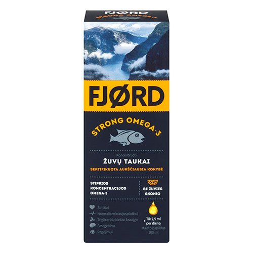 FJORD STRONG OMEGA - 3 žuvų taukai 100ml | Mano Vaistinė