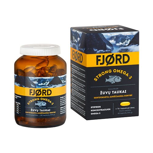 FJORD STRONG OMEGA - 3 žuvų taukai kapsulės N80 | Mano Vaistinė