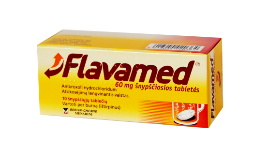 Vaistas nuo kosulio Flavamed 60 mg šnypščiosios tabletės nuo kosulio, N10 | Mano Vaistinė