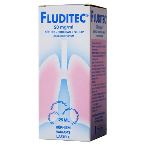 Kvėpavimo takams skirtas vaistas Fluditec 2 % sirupas, 125 ml | Mano Vaistinė