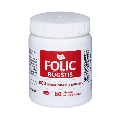 Maisto papildas, folio rūgštis Folio rūgštis 800 mcg tabletės, N60 | Mano Vaistinė