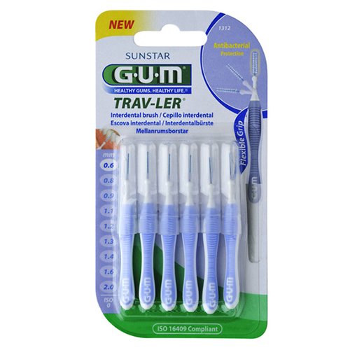 GUM 0.6 mm tarpdančių šepetėliai, TRAV-LER N6 | Mano Vaistinė