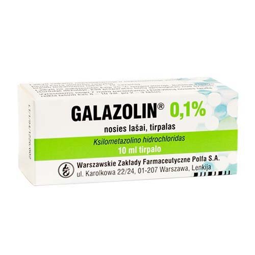 Vaistas nuo slogos Galazolin 0.1 % nosies lašai, 10 ml | Mano Vaistinė