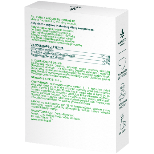 Aktyvinta anglis su pipirmėčių ekstraktu, GAMTOS NAMAI, 10 kaps. | Mano Vaistinė