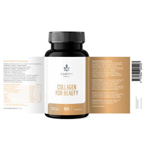 Kolagenas grožiui Collagen for beauty, GAMTOS NAMAI, 90 kaps. | Mano Vaistinė