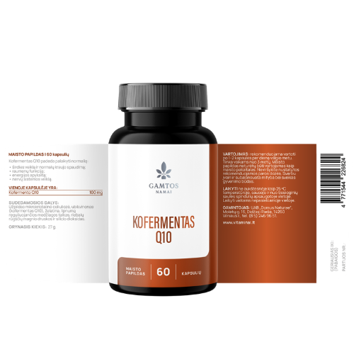 Kofermentas Q10, GAMTOS NAMAI, 60 kaps. | Mano Vaistinė