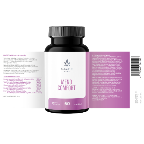 Moterims menopauzės periodu GAMTOS NAMAI MENO COMFORT, 60 kaps.  | Mano Vaistinė