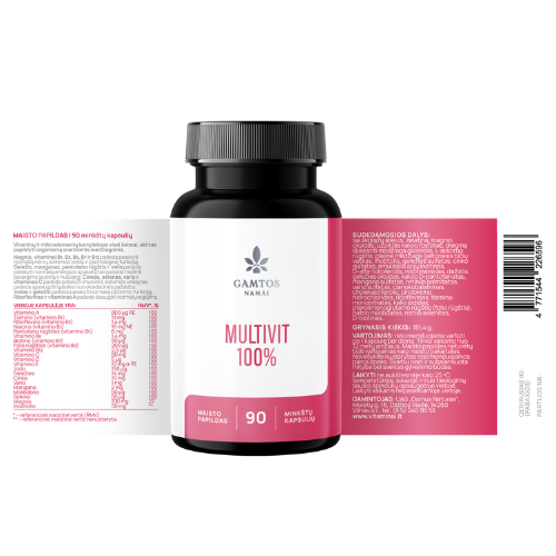 Multivitaminai, MULTIVIT 100%, GAMTOS NAMAI, 120 kaps. | Mano Vaistinė