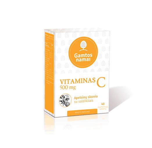 Maisto papildas, vitaminas C Vitaminas C 500 mg kramtomosios tabletės, N40 | Mano Vaistinė