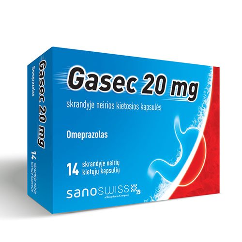 Gasec 20mg skrandyje neirios kietos kapsulės N14 | Mano Vaistinė