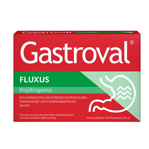 Gastroval Fluxus rūgštingumui, kietos kapsulės N15 | Mano Vaistinė