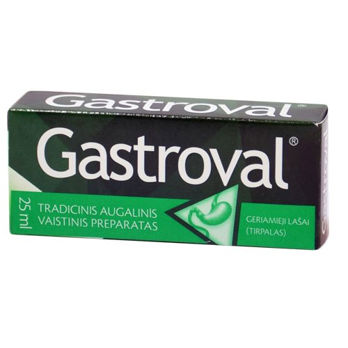 Maisto papildas virškinimui Gastroval geriamieji lašai (tirpalas), 25 ml | Mano Vaistinė