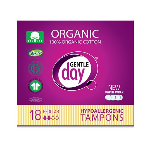 Higieniniai tamponai Gentle Day Regular  tamponai, ekologiškos medvilnės, N18 | Mano Vaistinė