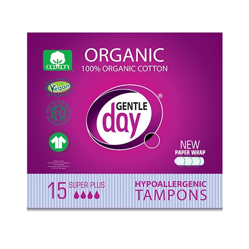 Higieniniai tamponai Gentle Day Super Plus tamponai, ekologiškos medvilnės, N15 | Mano Vaistinė