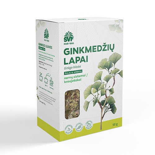 Arbatos ir vaistažolės Ginkmedžių lapai, žolelių arbata, 50 g (AC) | Mano Vaistinė